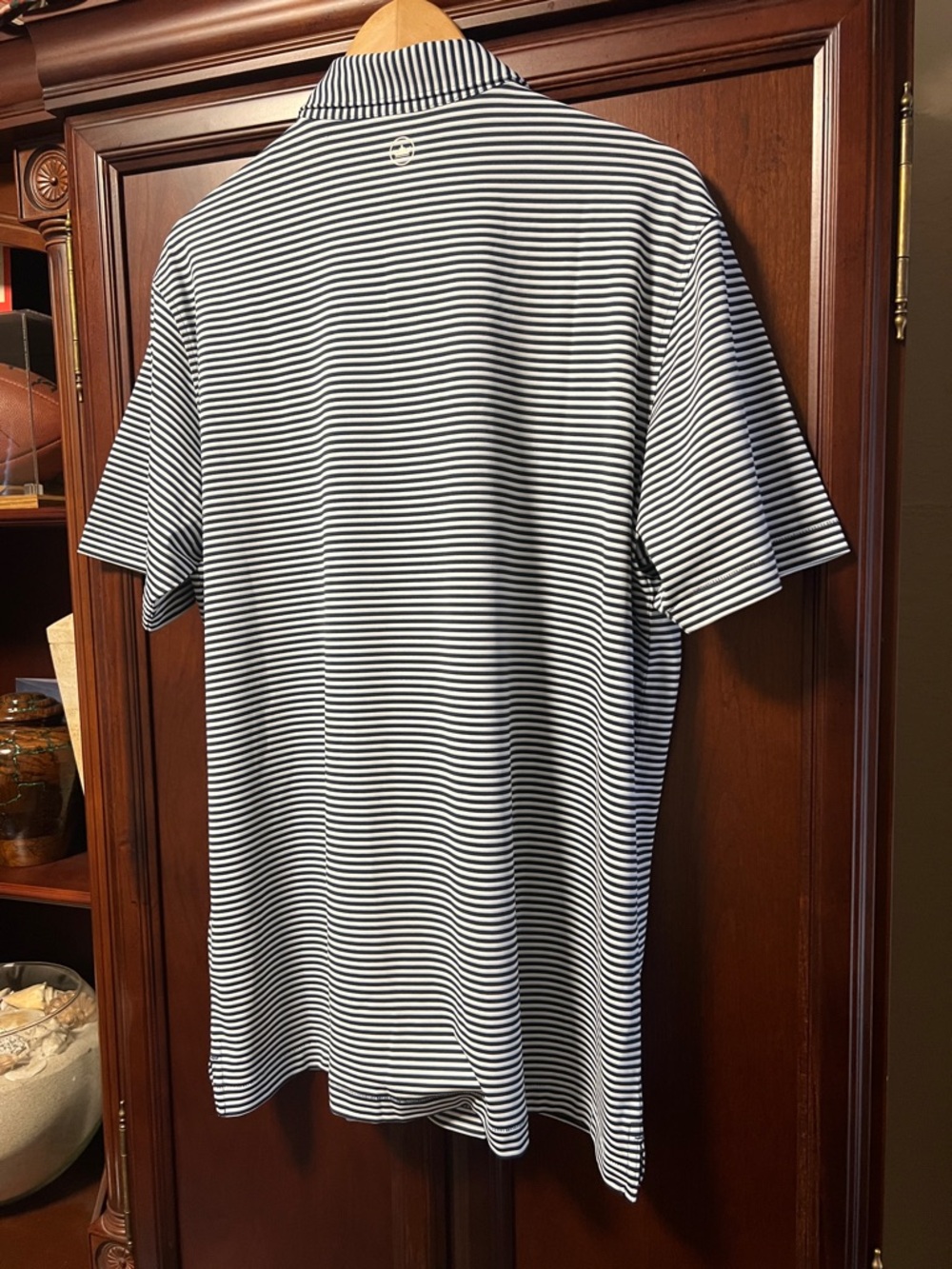 Brand New Peter Millar Crown Crafted Stretch Classic Navy & White Striped Polo! - Picture 10 of 12